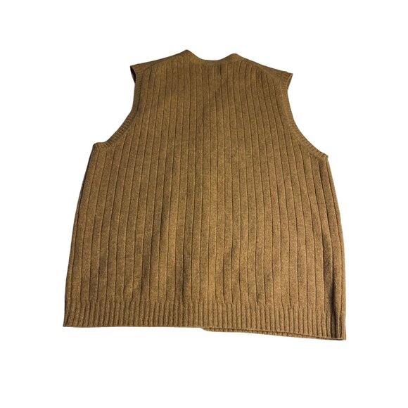 Lands End Mens Medium Lambswool Camel Button-Front Cardigan Vest preppy - Picture 2 of 9